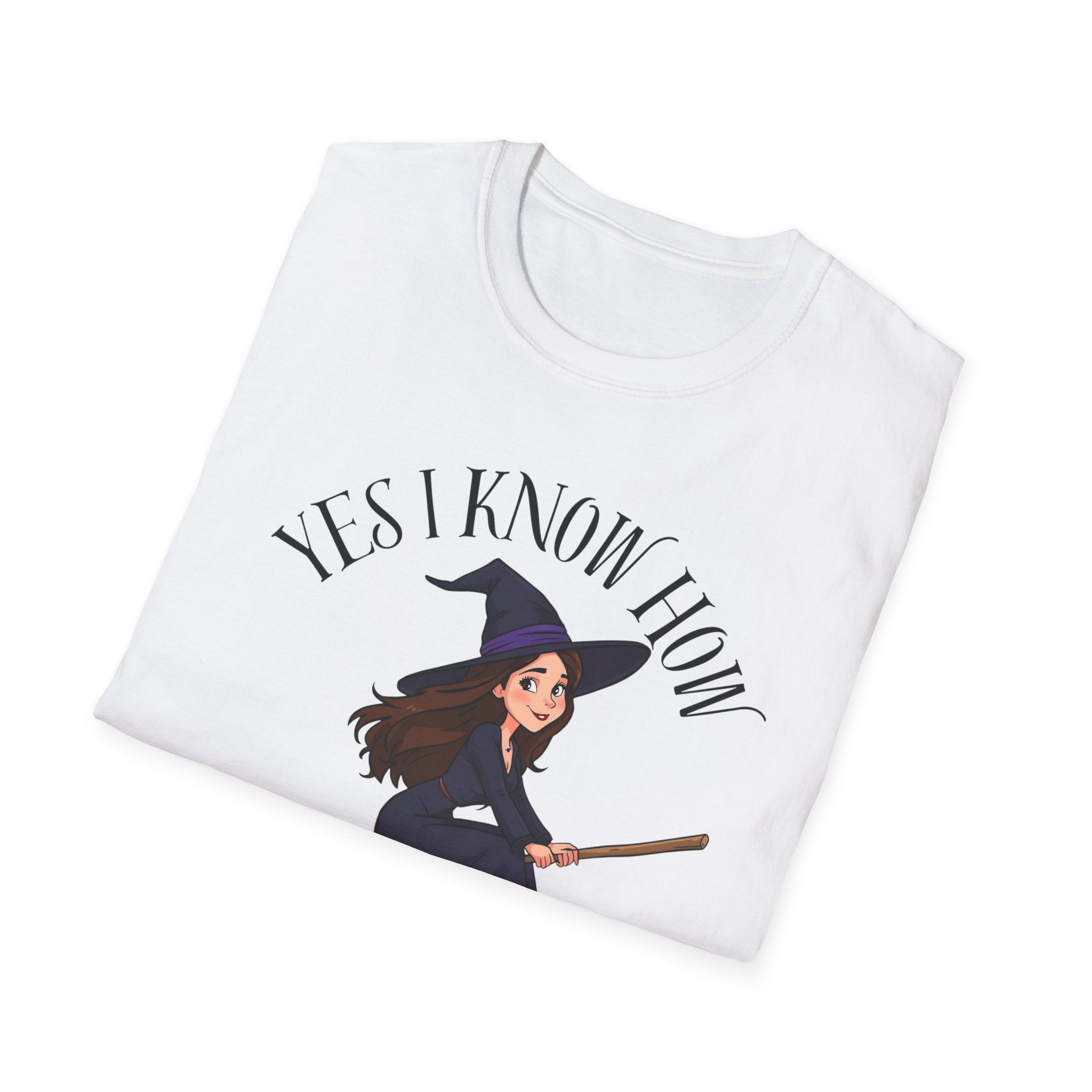 Witchy Graphic Tee - Yes I Know How to Drive It Stick, Halloween Shirt, Gift for Witches, Everyday Wear, Funny Quote T-Shirt