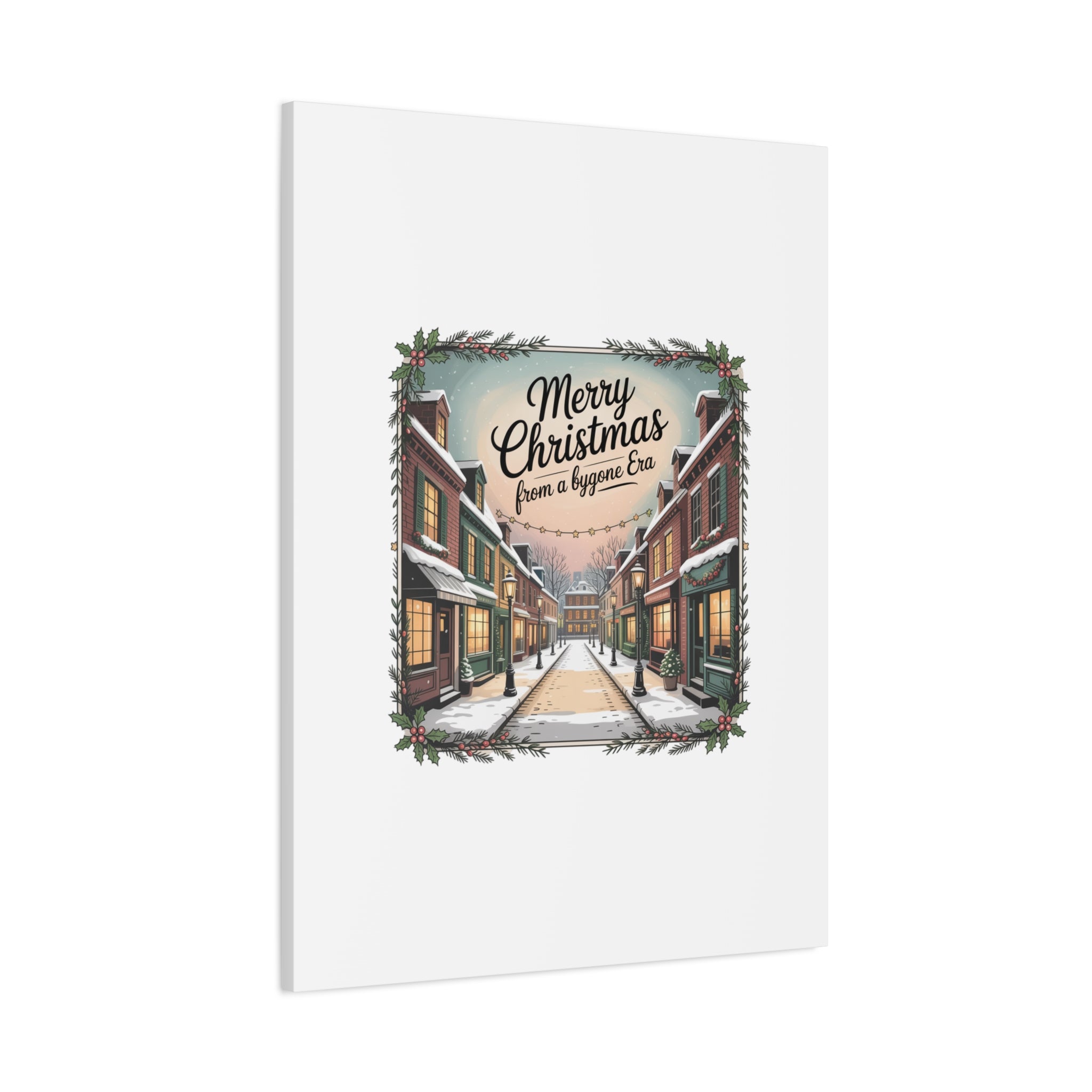 Merry Christmas Vintage Postcard Canvas | Retro Holiday Card Design
