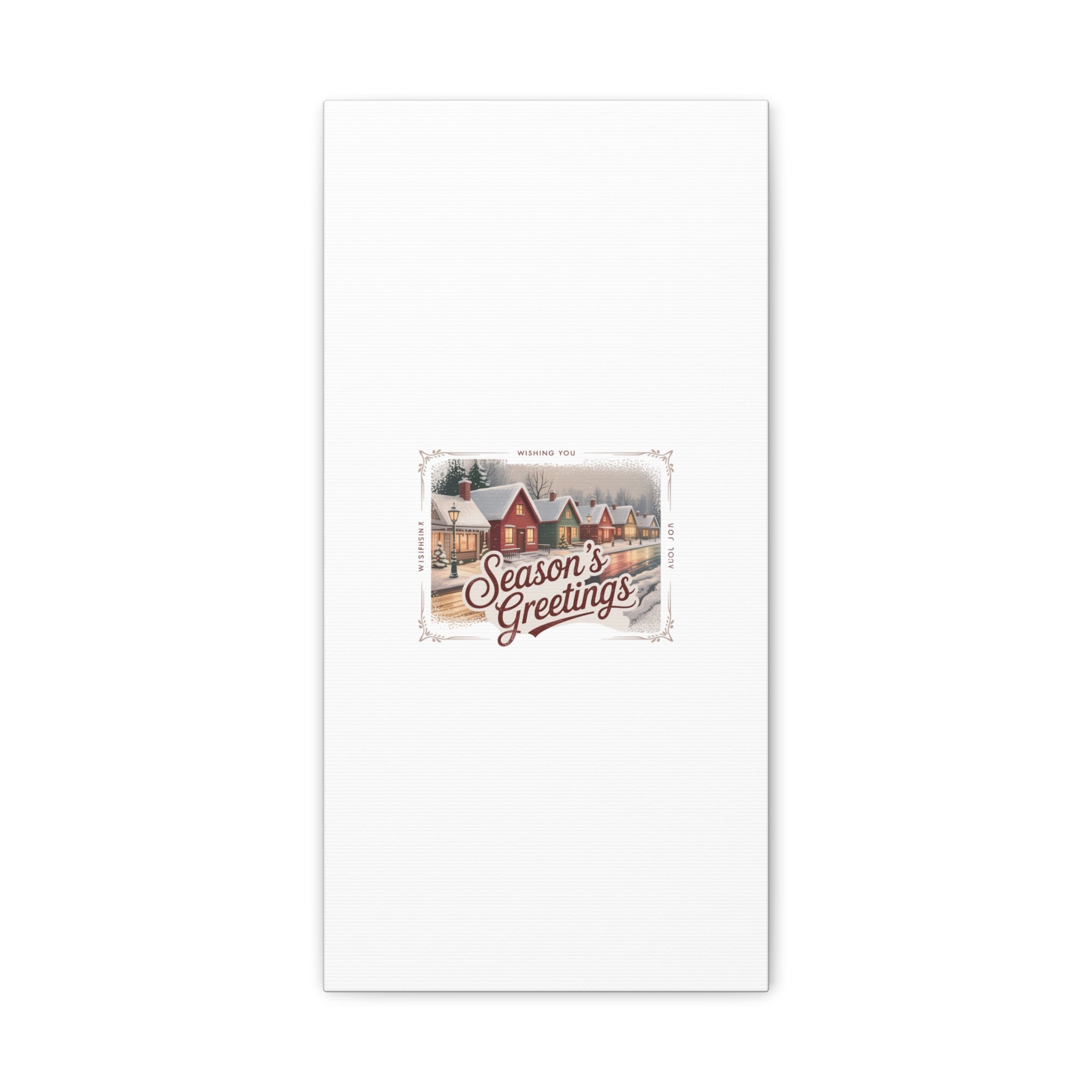 Season's Greetings Vintage Christmas Postcard Canvas | Retro Holiday Wall Art