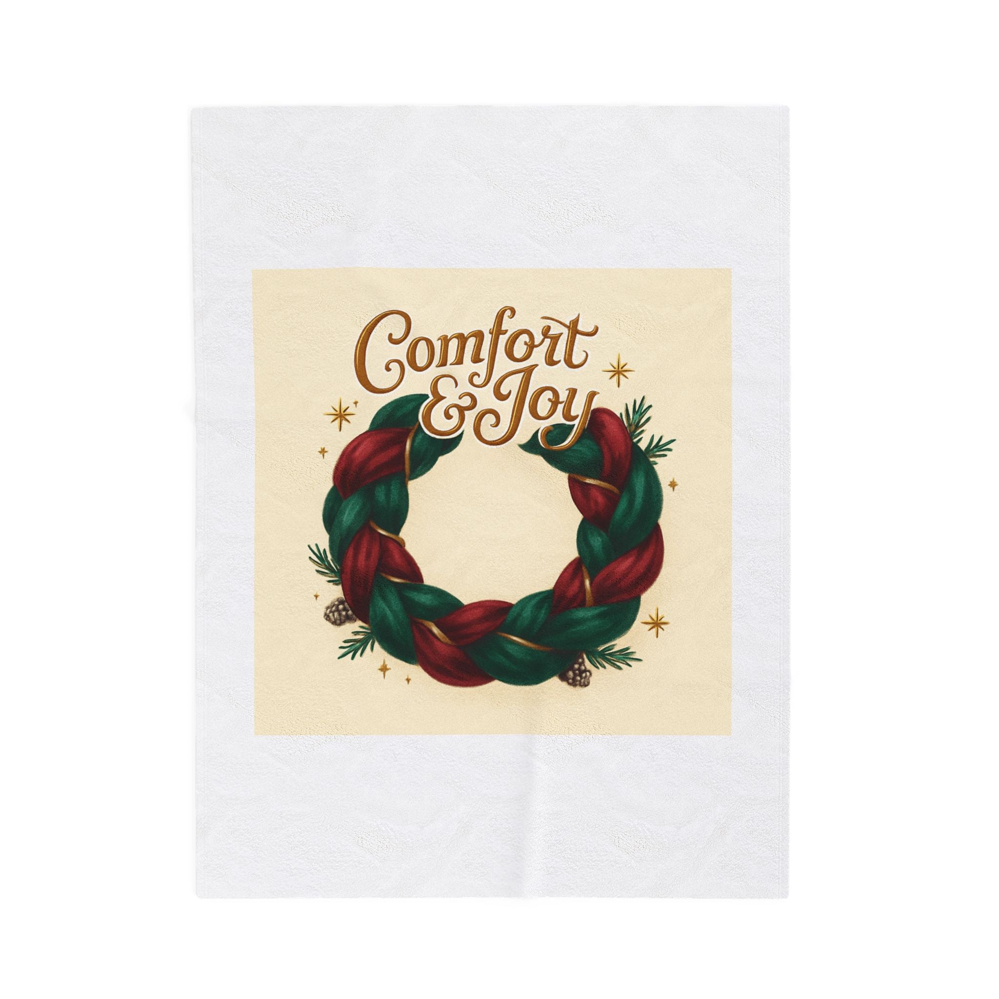 Comfort & Joy Wreath Velveteen Plush Blanket — Holiday Cozy Throw