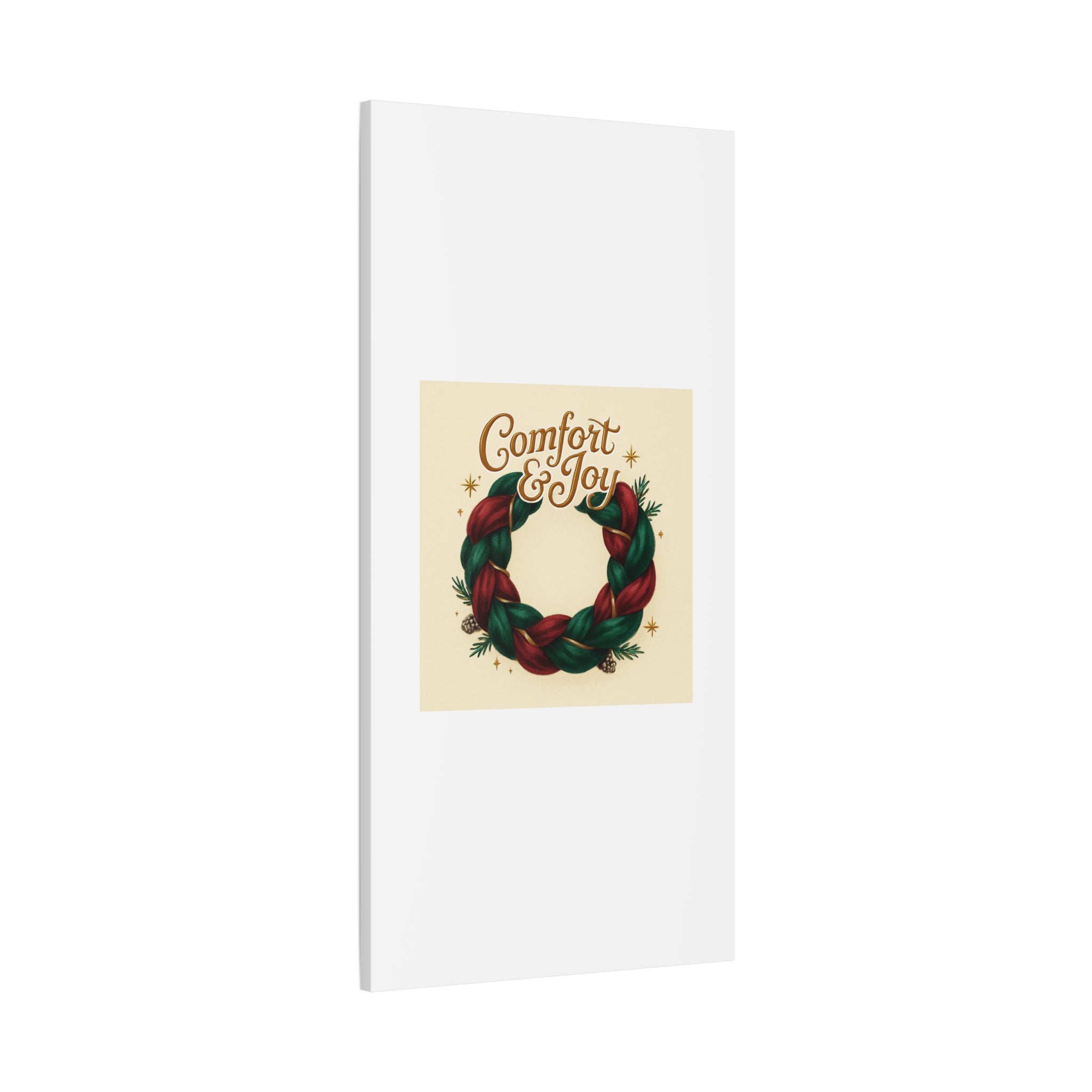 Christmas Wreath Canvas - "Comfort & Joy" Holiday Wall Art
