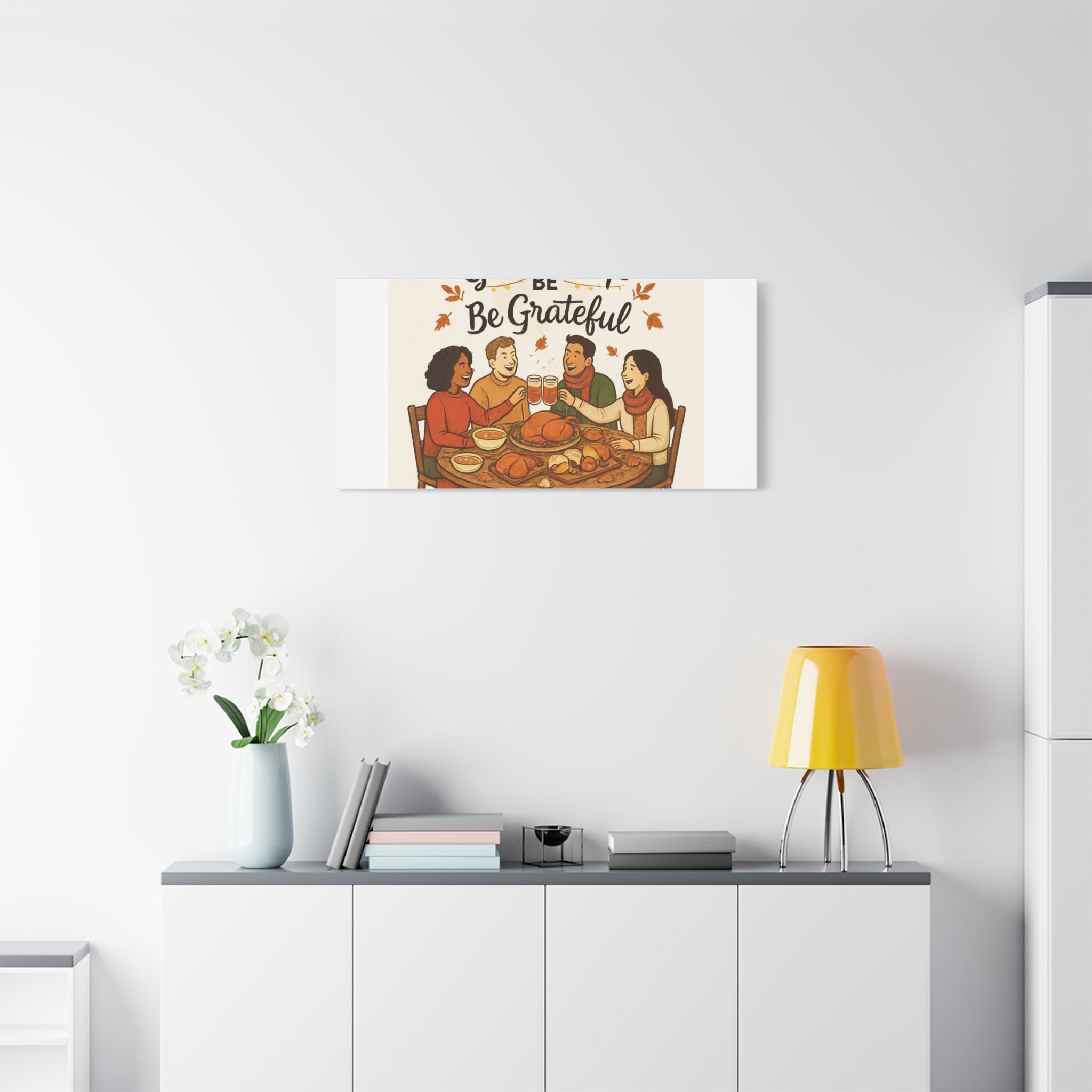 Gather, Sip, Be Grateful Canvas — Thanksgiving Wall Art