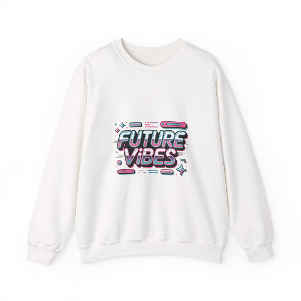Future Vibes Crewneck Sweatshirt | Y2K Cyber Holo, Retro Tech Chrome Text
