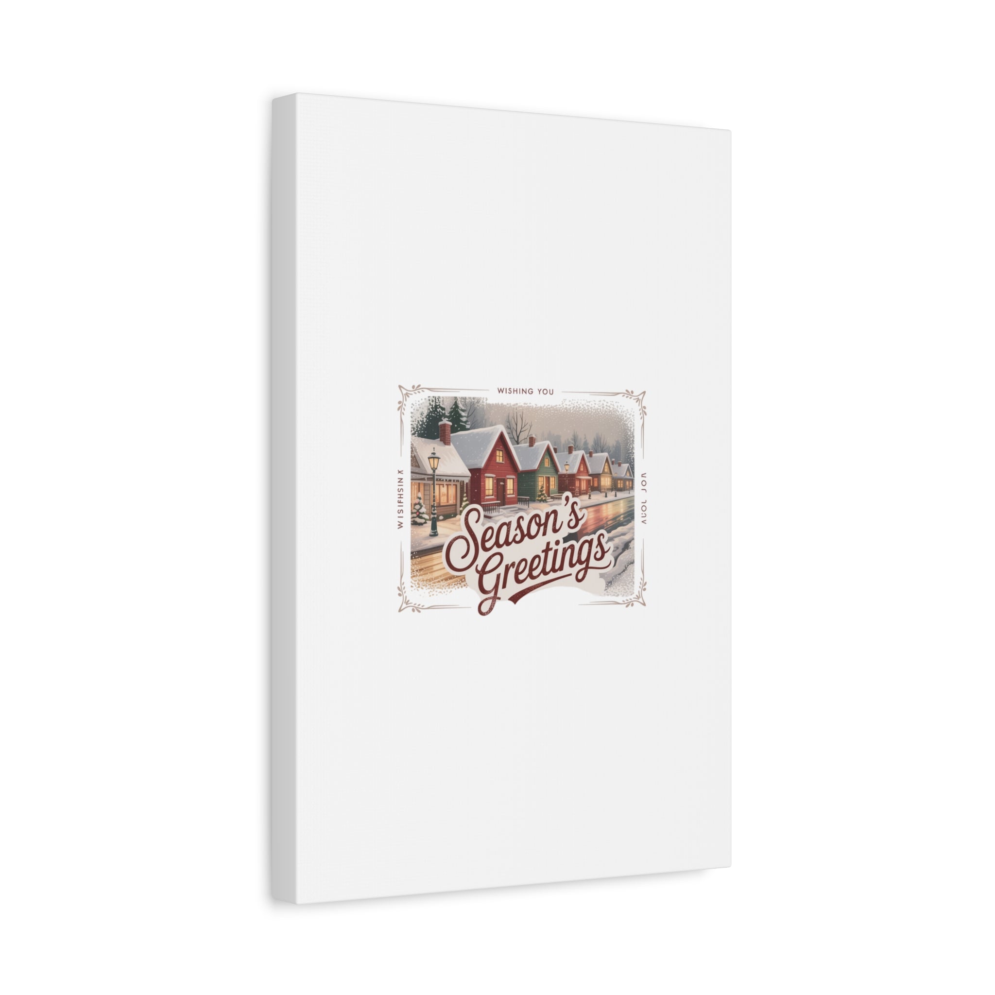 Season's Greetings Vintage Christmas Postcard Canvas | Retro Holiday Wall Art
