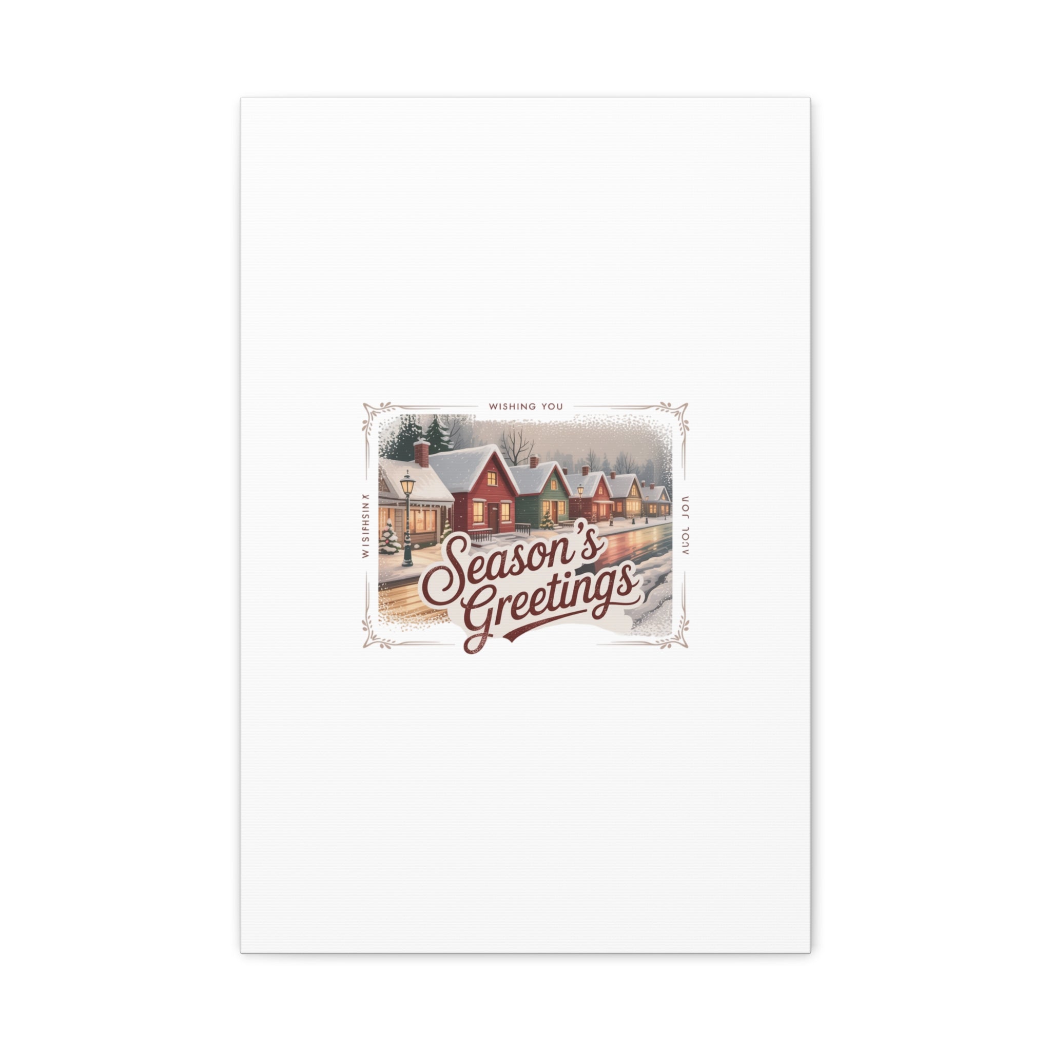 Season's Greetings Vintage Christmas Postcard Canvas | Retro Holiday Wall Art