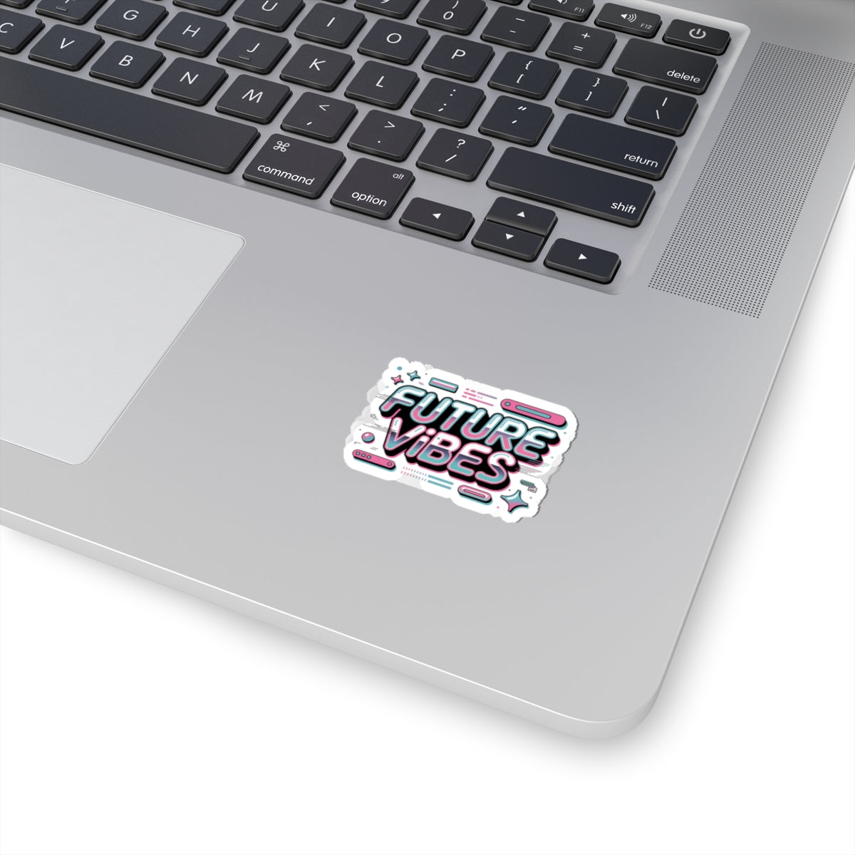 Future Vibes Kiss-Cut Stickers | Y2K cyber holo aesthetic, chrome text