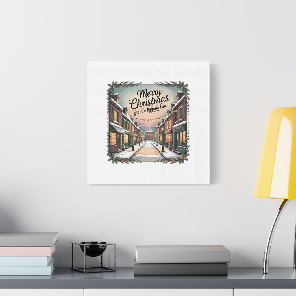 Merry Christmas Vintage Postcard Canvas | Retro Holiday Card Design