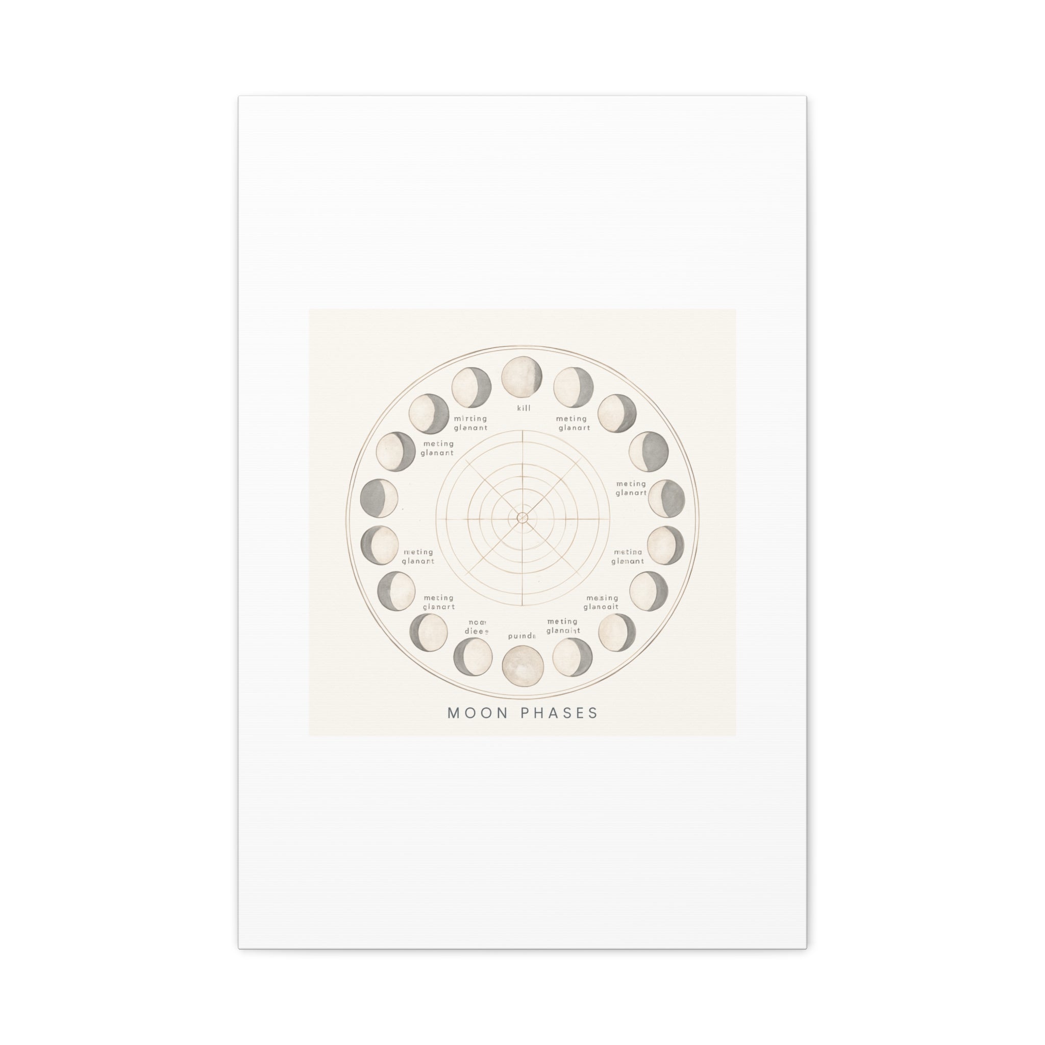 Moon Phases Canvas Print — Neutral Lunar Cycle Wall Art