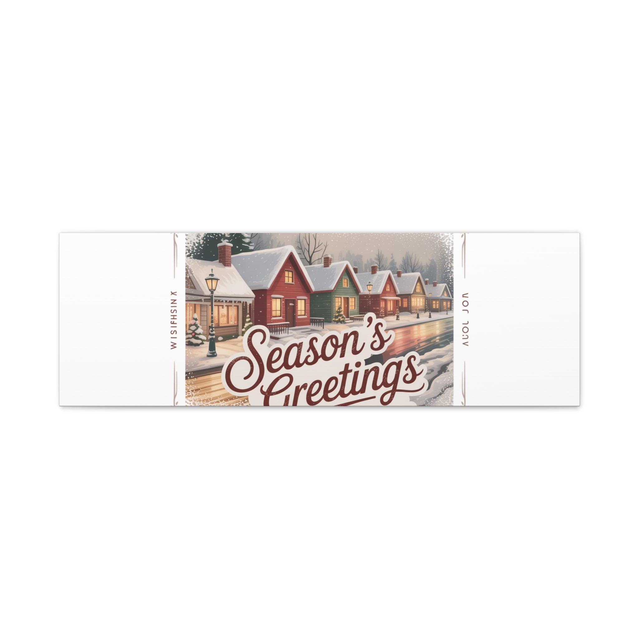 Season's Greetings Vintage Christmas Postcard Canvas | Retro Holiday Wall Art