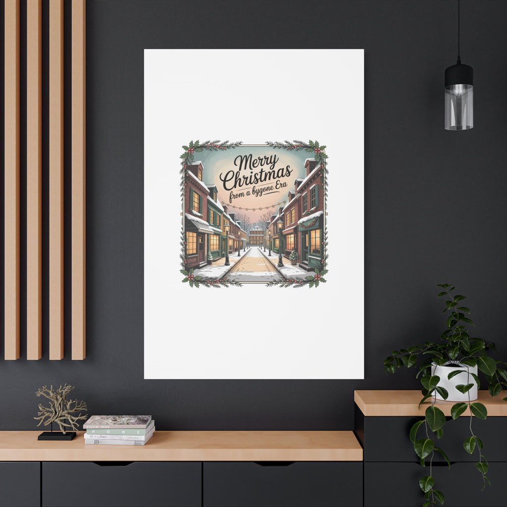 Merry Christmas Vintage Postcard Canvas | Retro Holiday Card Design