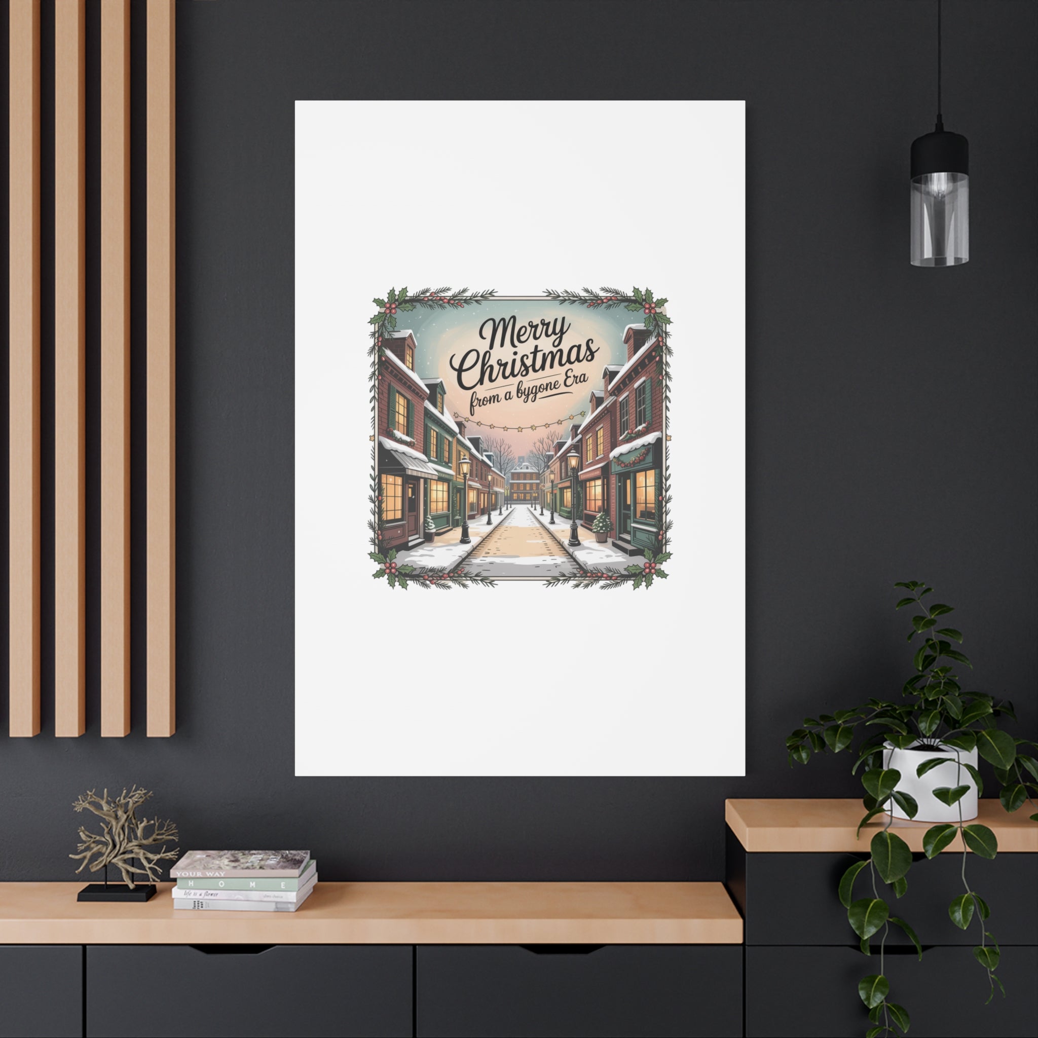 Merry Christmas Vintage Postcard Canvas | Retro Holiday Card Design
