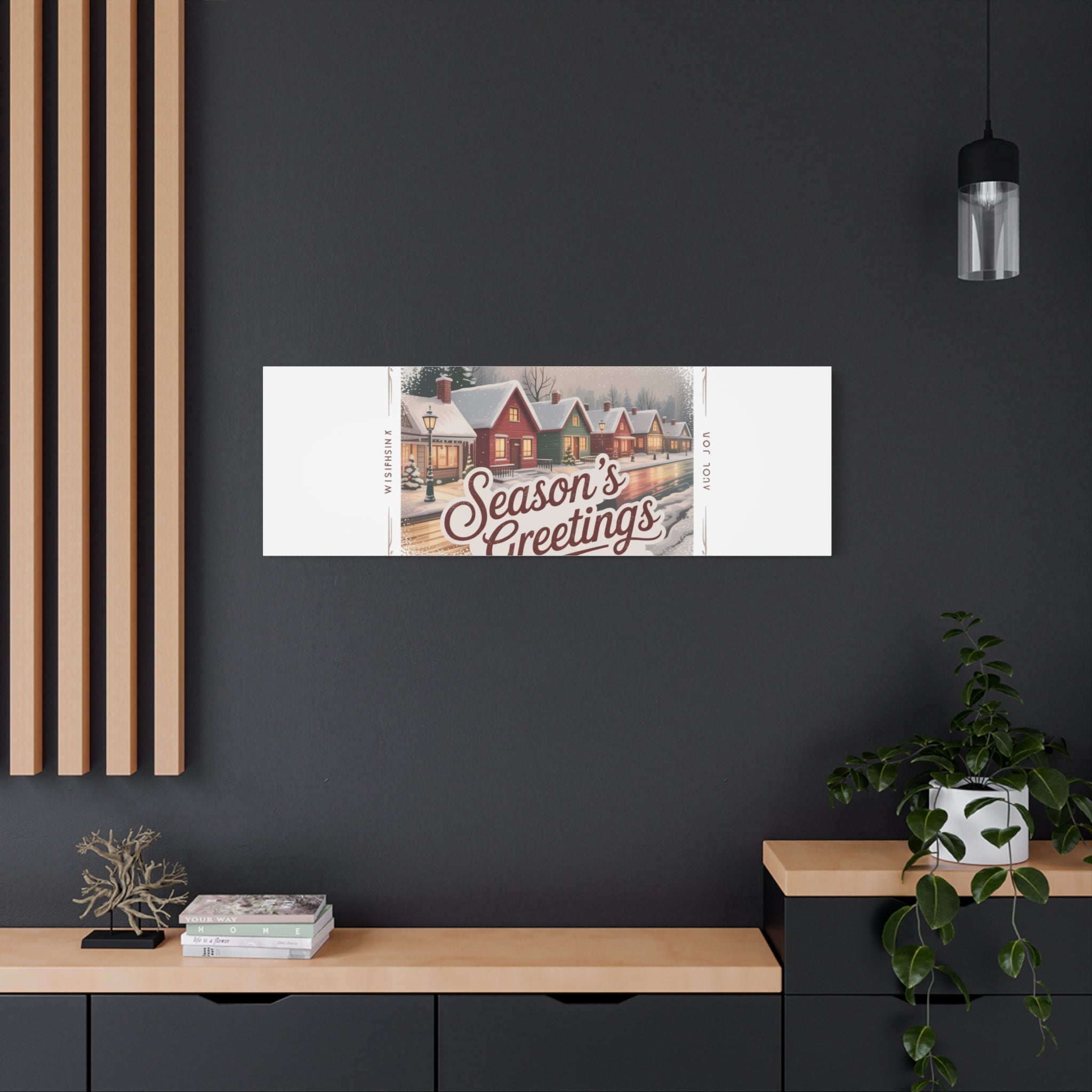 Season's Greetings Vintage Christmas Postcard Canvas | Retro Holiday Wall Art