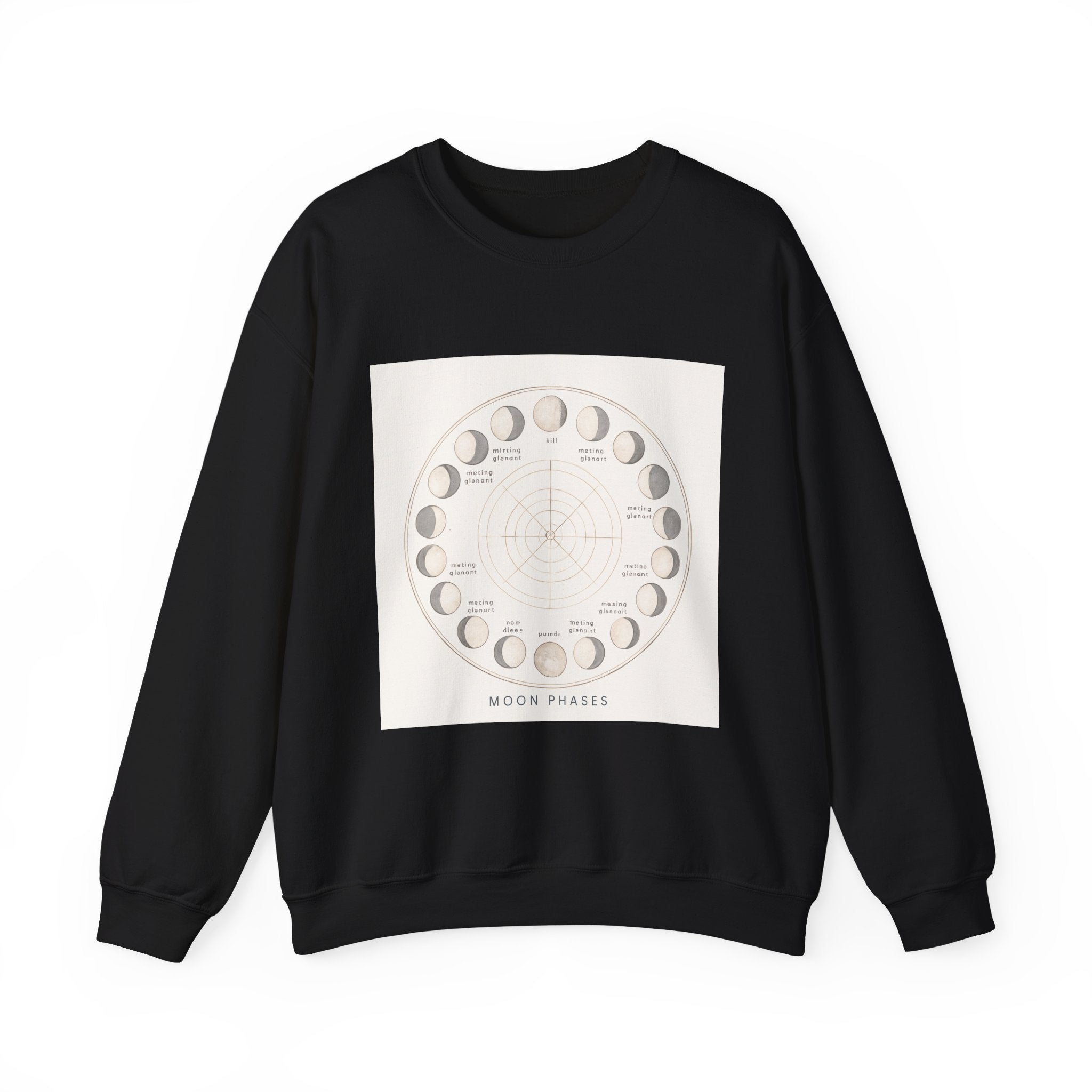 Moon Phases Sweatshirt — Lunar Cycle Graphic Crewneck