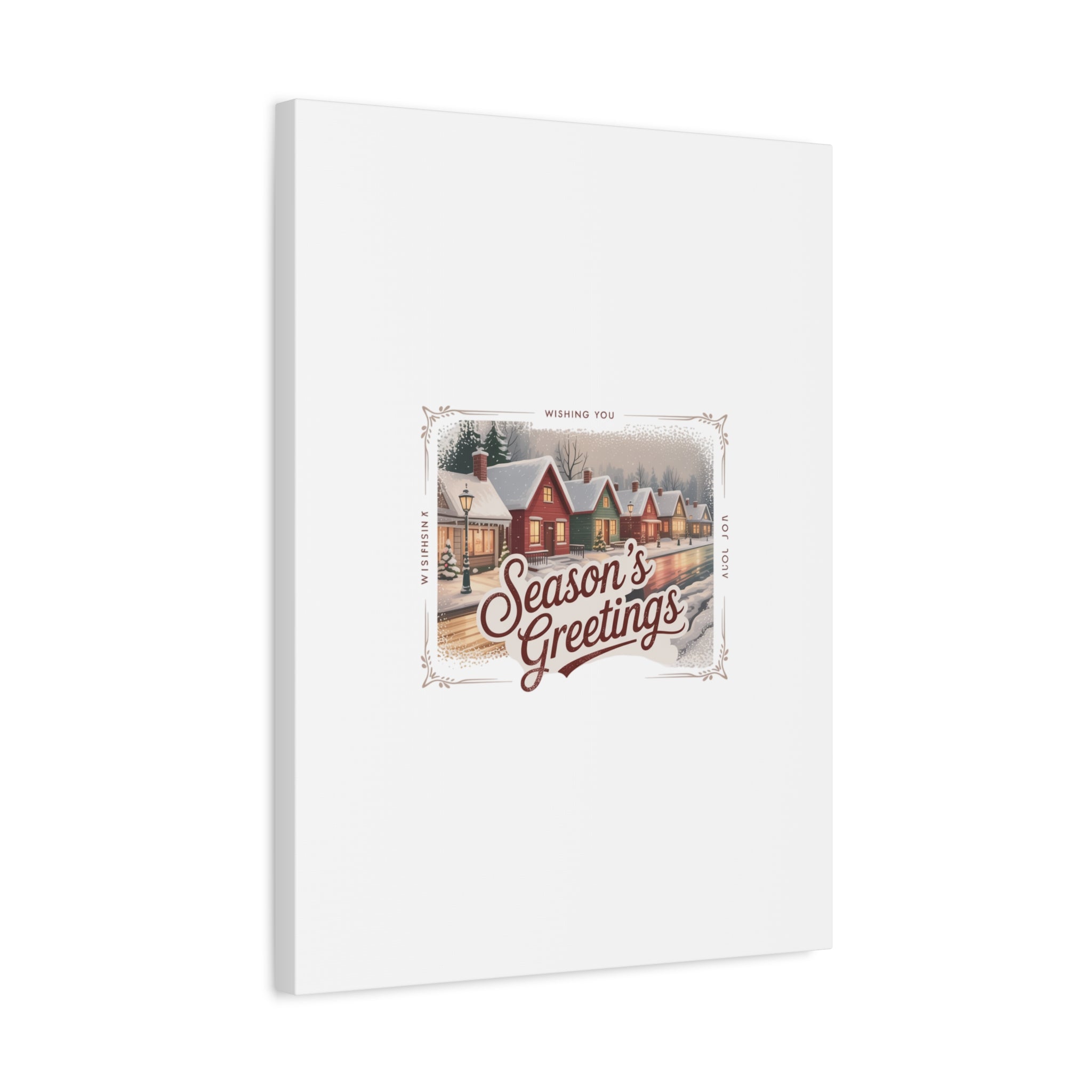 Season's Greetings Vintage Christmas Postcard Canvas | Retro Holiday Wall Art