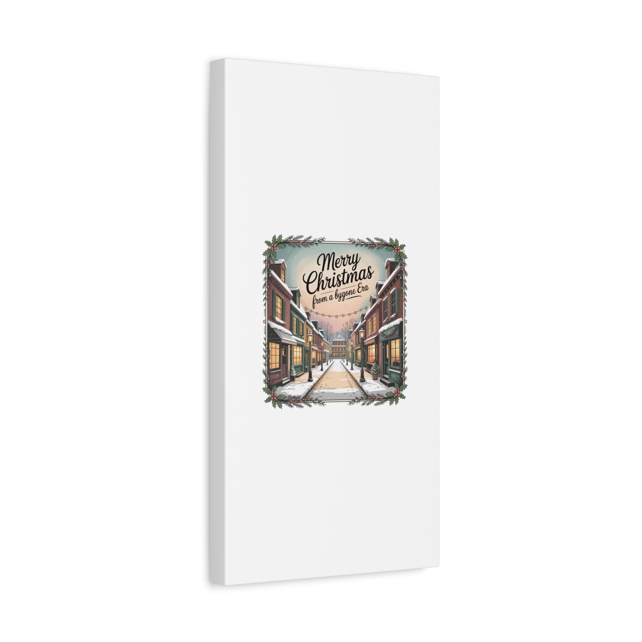 Merry Christmas Vintage Postcard Canvas | Retro Holiday Card Design