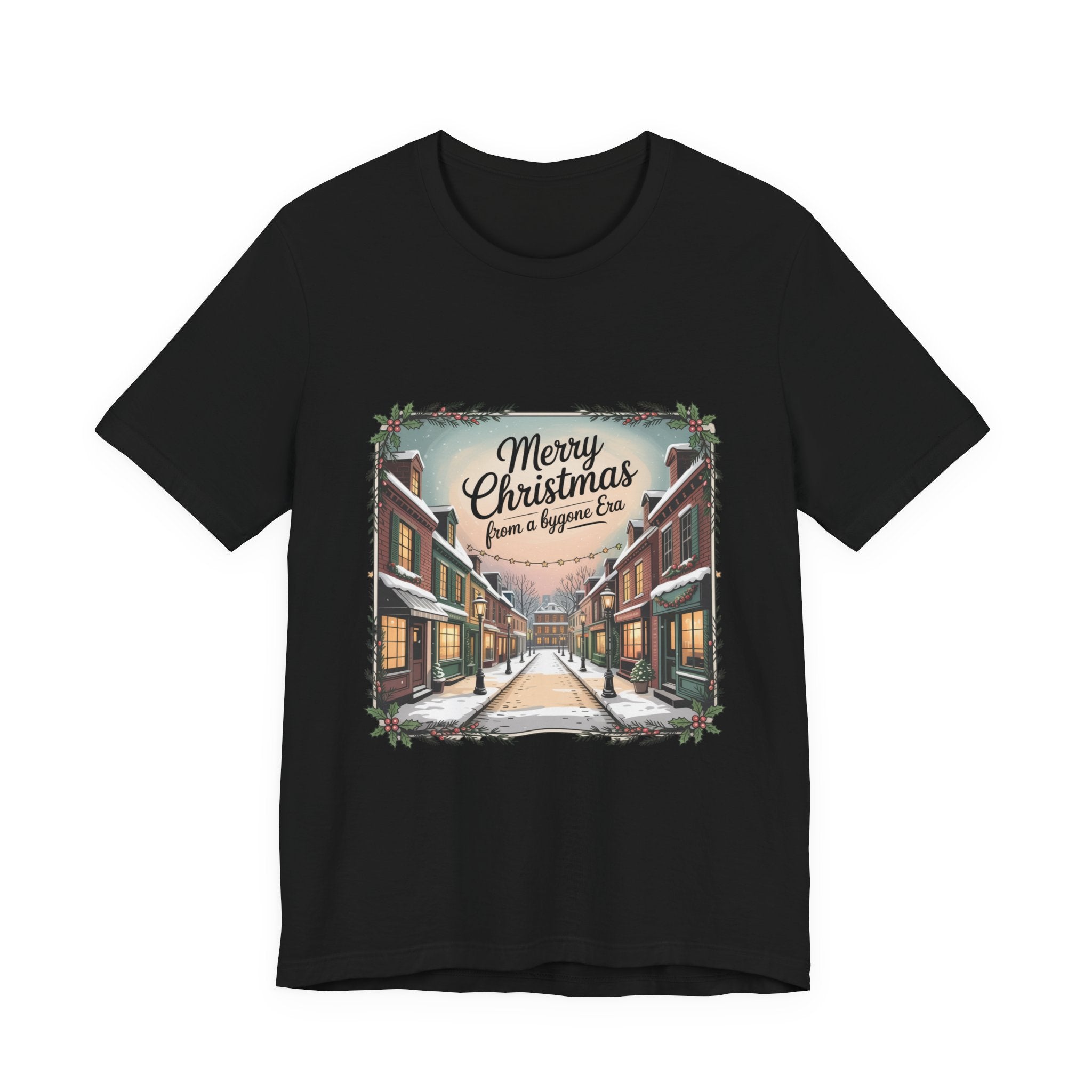 Merry Christmas Vintage Postcard Tee | Retro Holiday Card Design