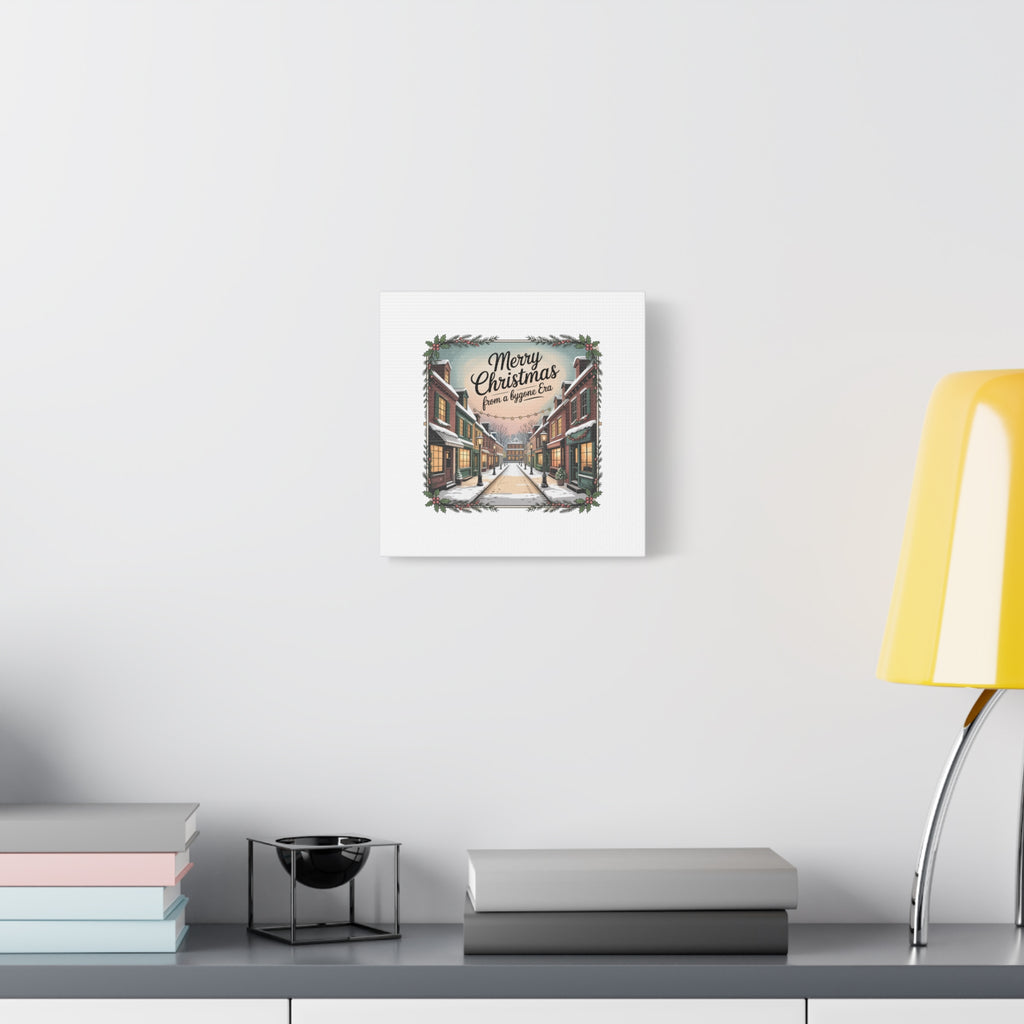 Merry Christmas Vintage Postcard Canvas | Retro Holiday Card Design