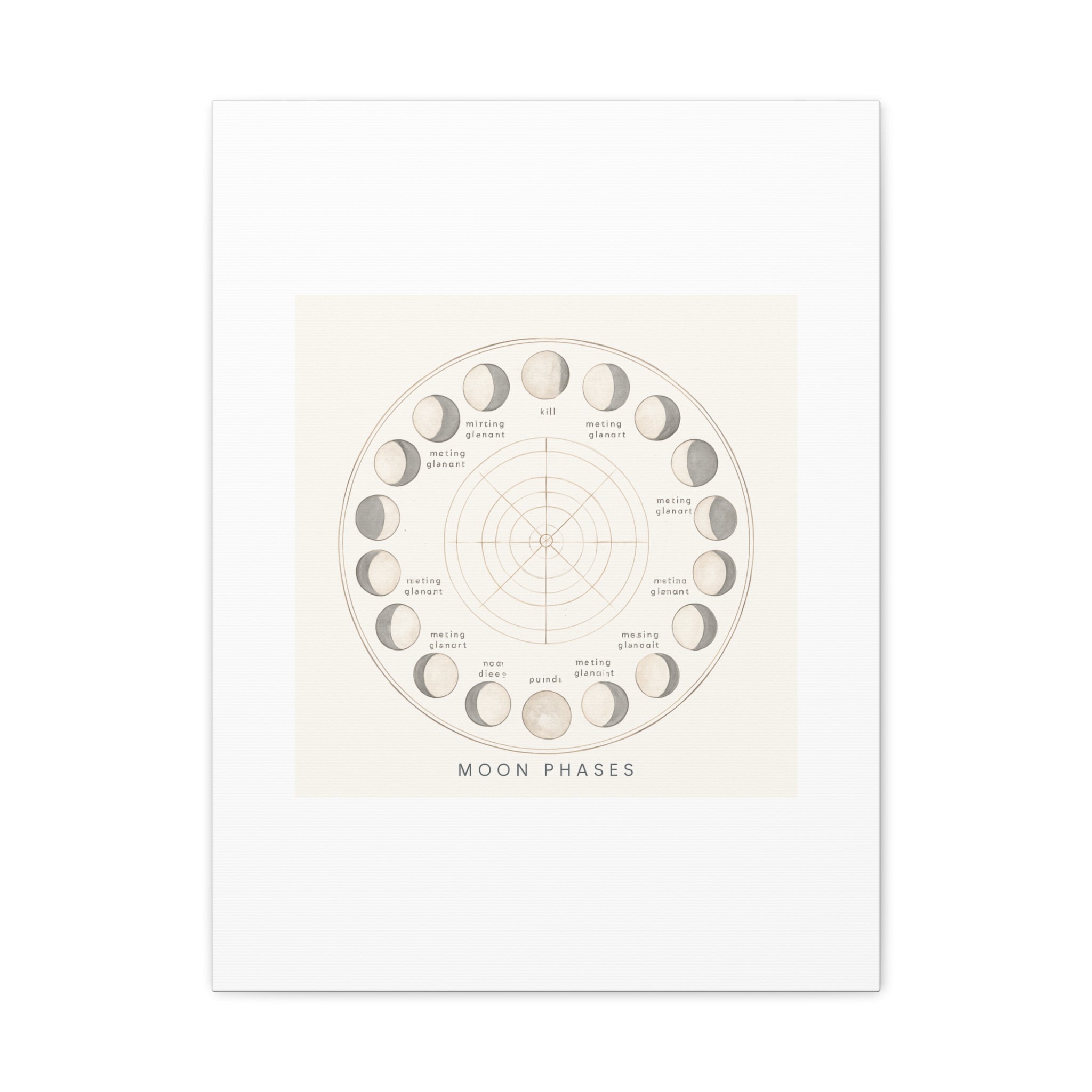 Moon Phases Canvas Print — Neutral Lunar Cycle Wall Art