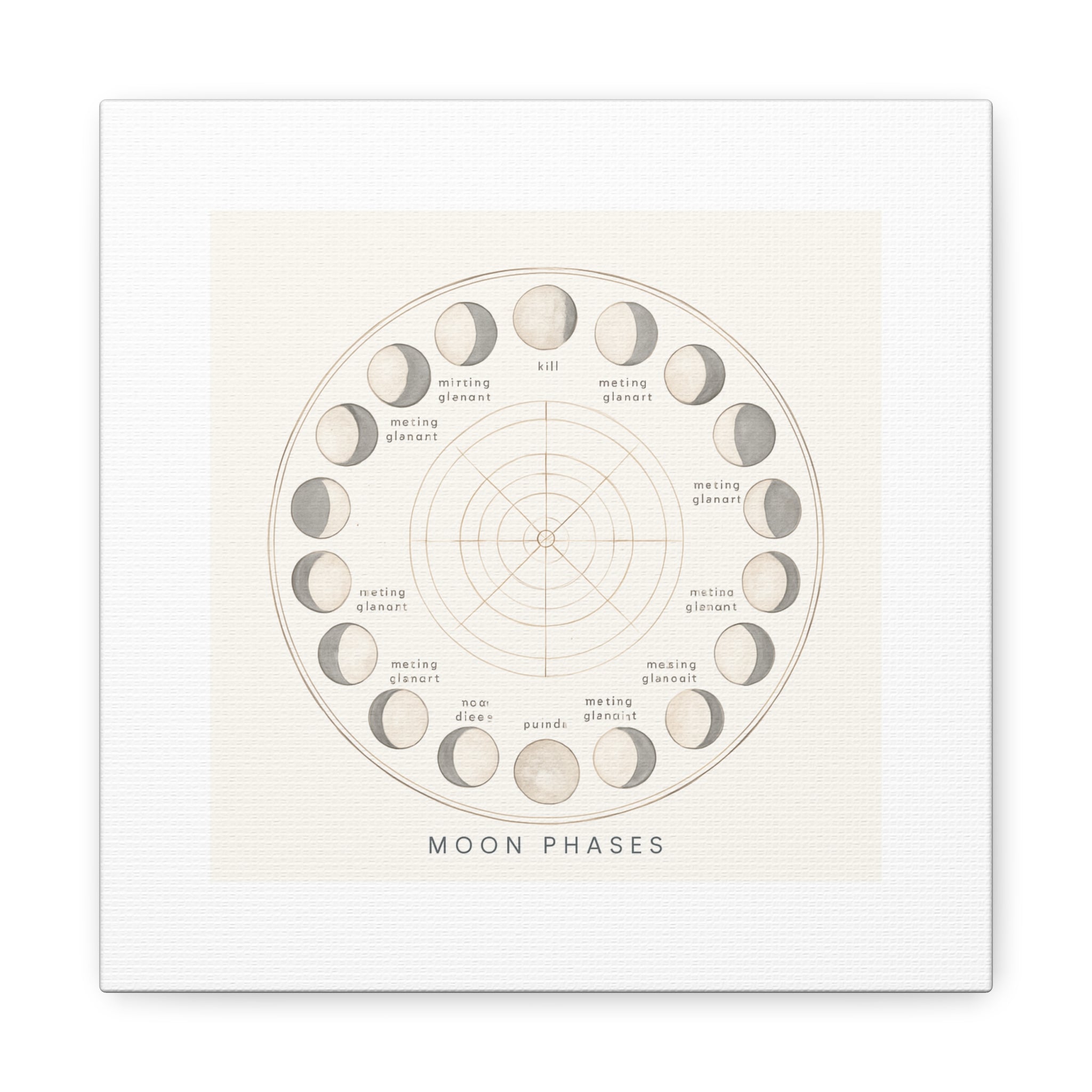 Moon Phases Canvas Print — Neutral Lunar Cycle Wall Art
