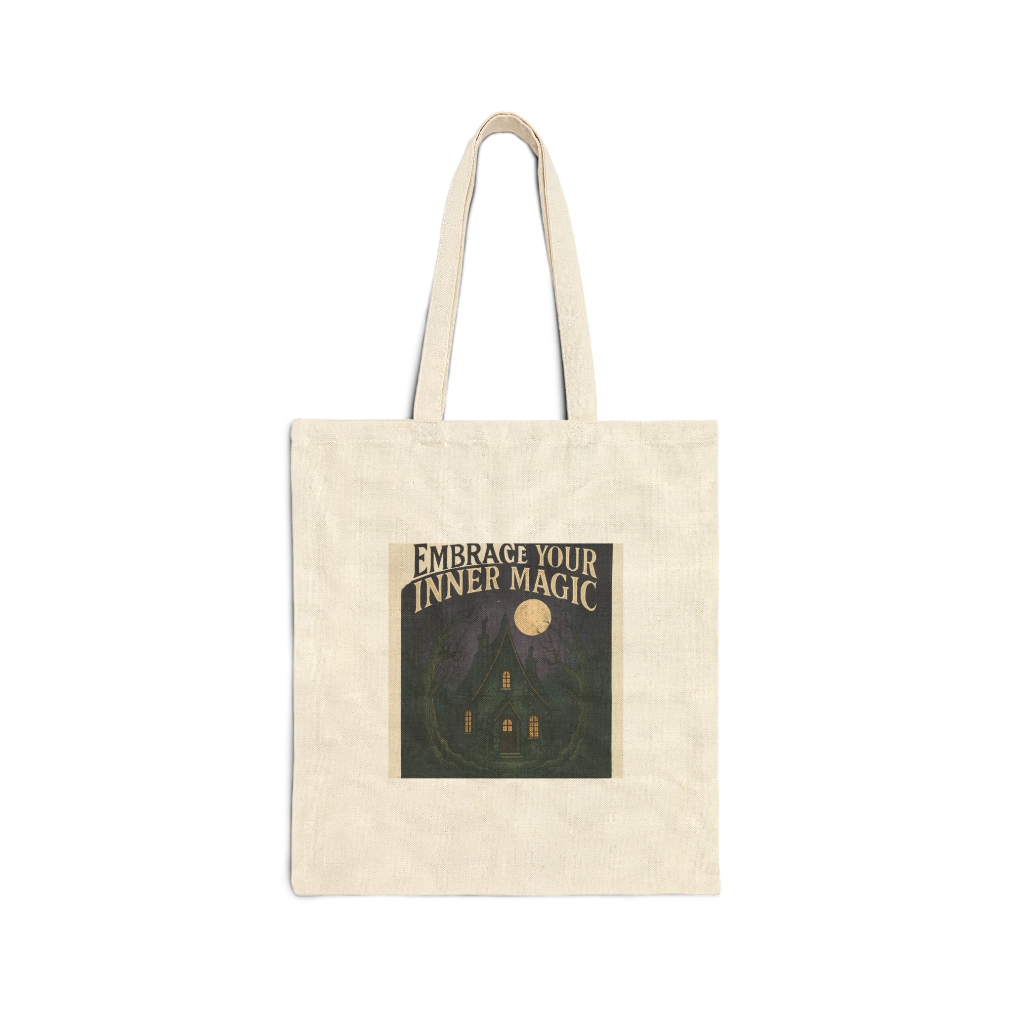 Canvas Tote Bag – “Embrace Your Inner Magic” Moonlit Cottage Tote