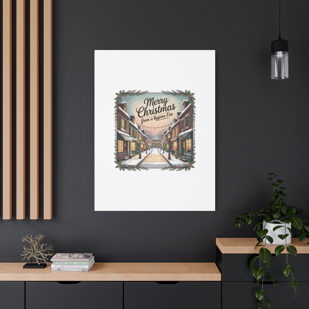 Merry Christmas Vintage Postcard Canvas | Retro Holiday Card Design