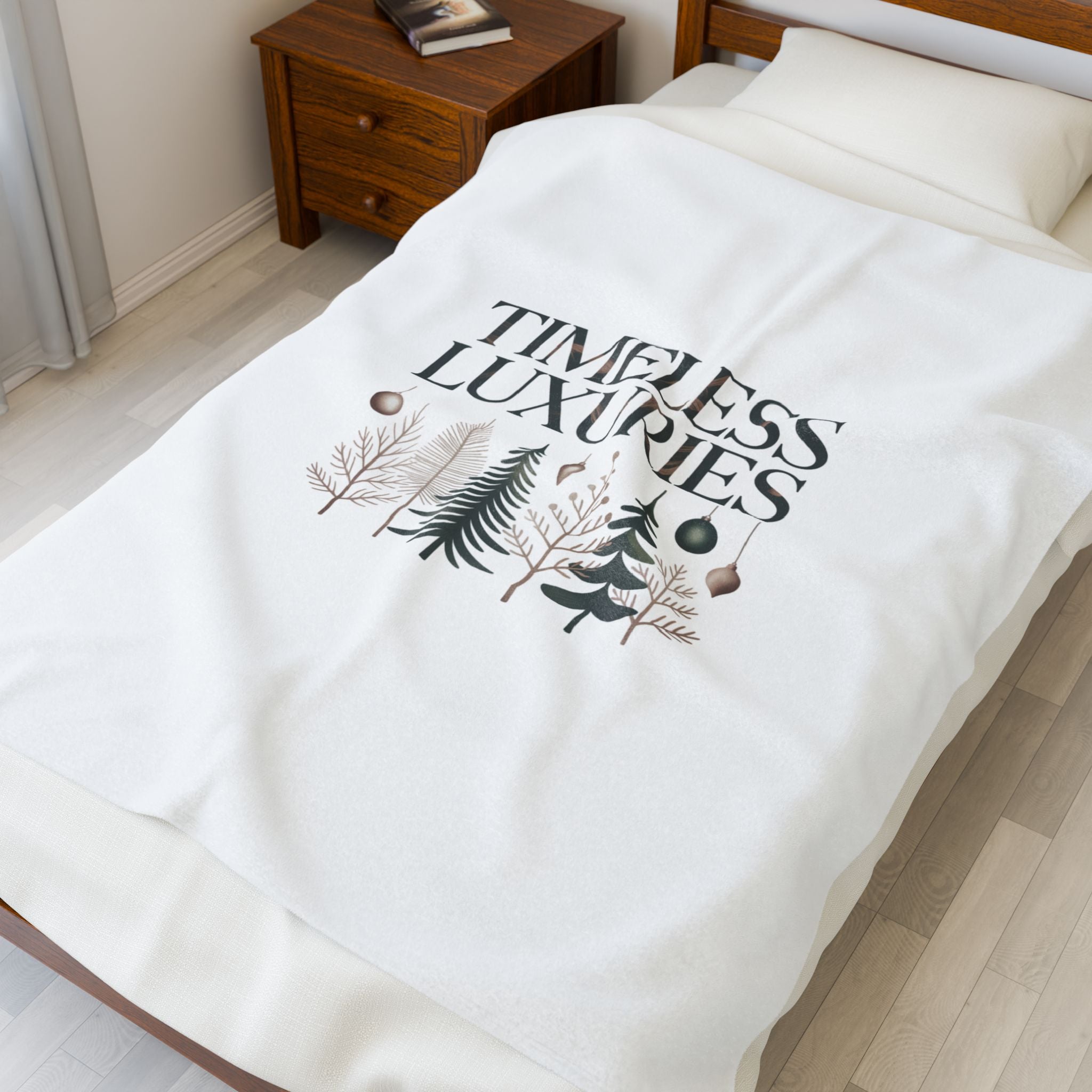 Timeless Luxuries forest trees Christmas Velveteen Plush Blanket | heritage style, quiet luxury decor