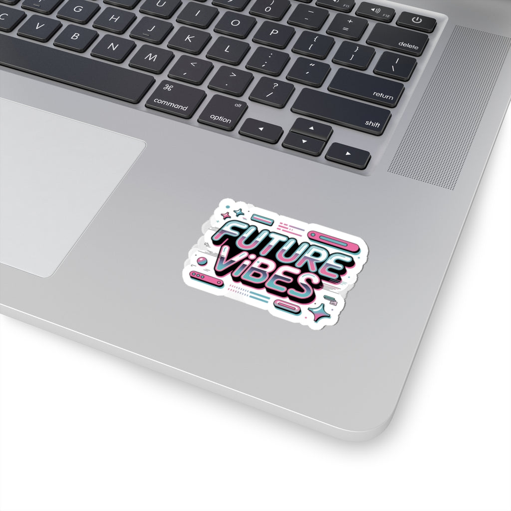 Future Vibes Kiss-Cut Stickers | Y2K cyber holo aesthetic, chrome text