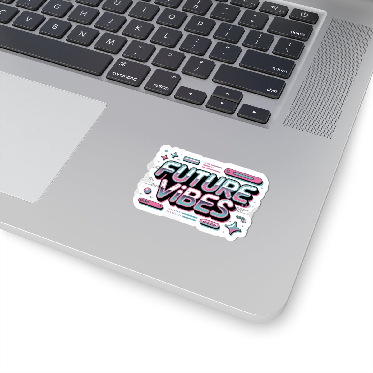 Future Vibes Kiss-Cut Stickers | Y2K cyber holo aesthetic, chrome text