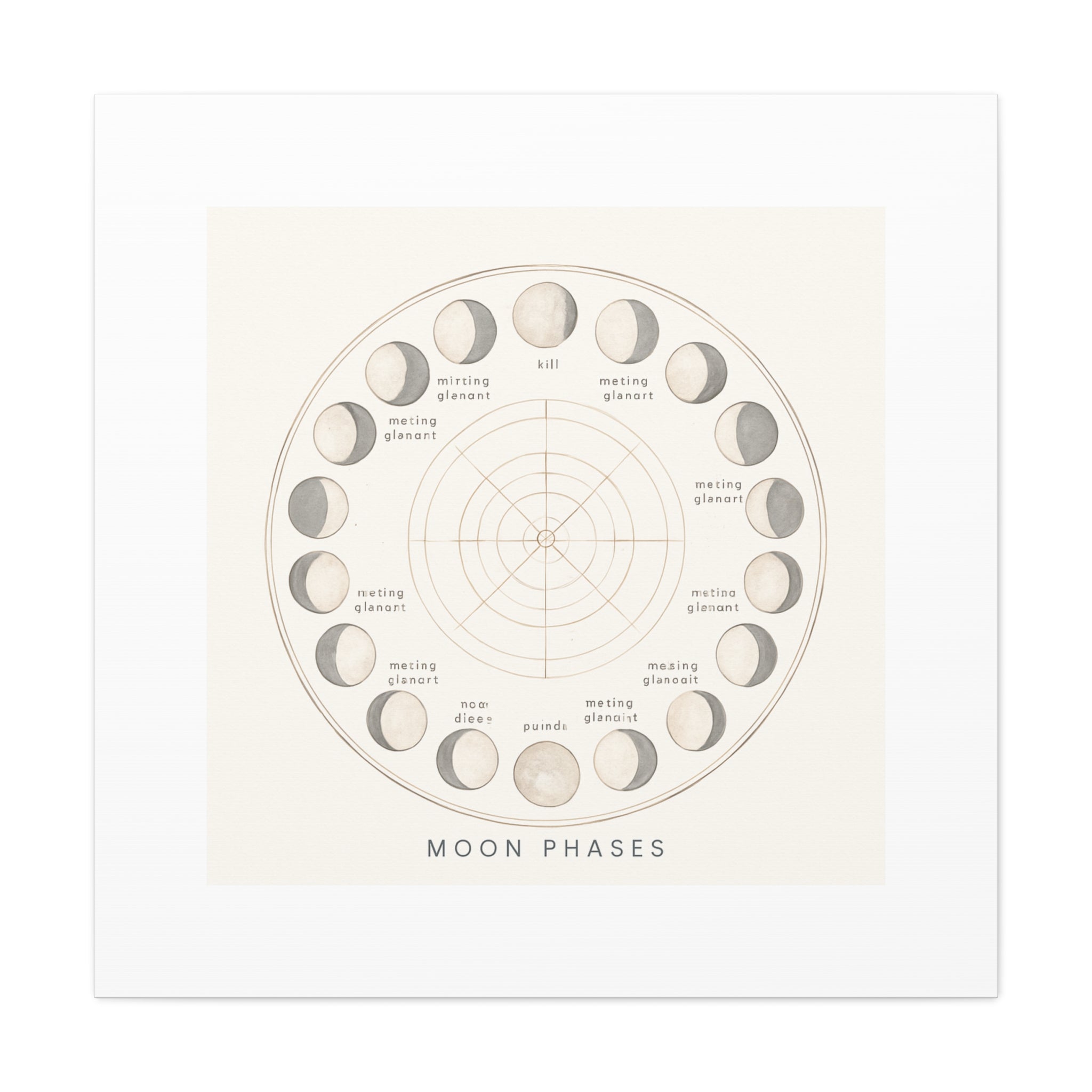 Moon Phases Canvas Print — Neutral Lunar Cycle Wall Art