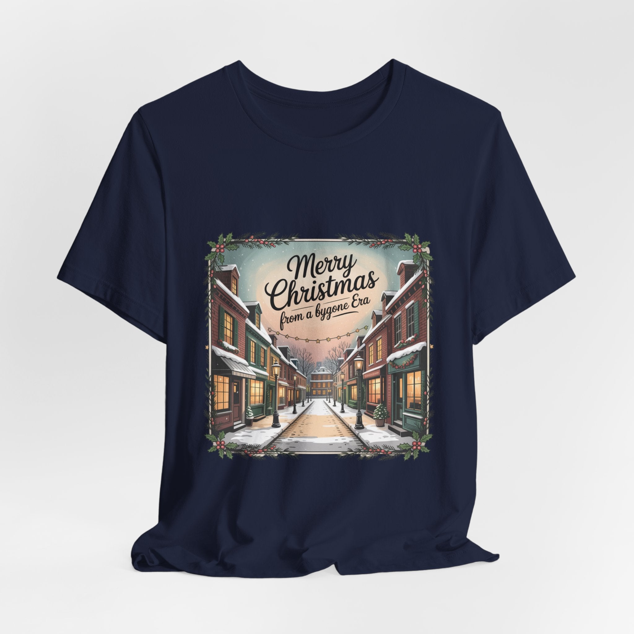 Merry Christmas Vintage Postcard Tee | Retro Holiday Card Design