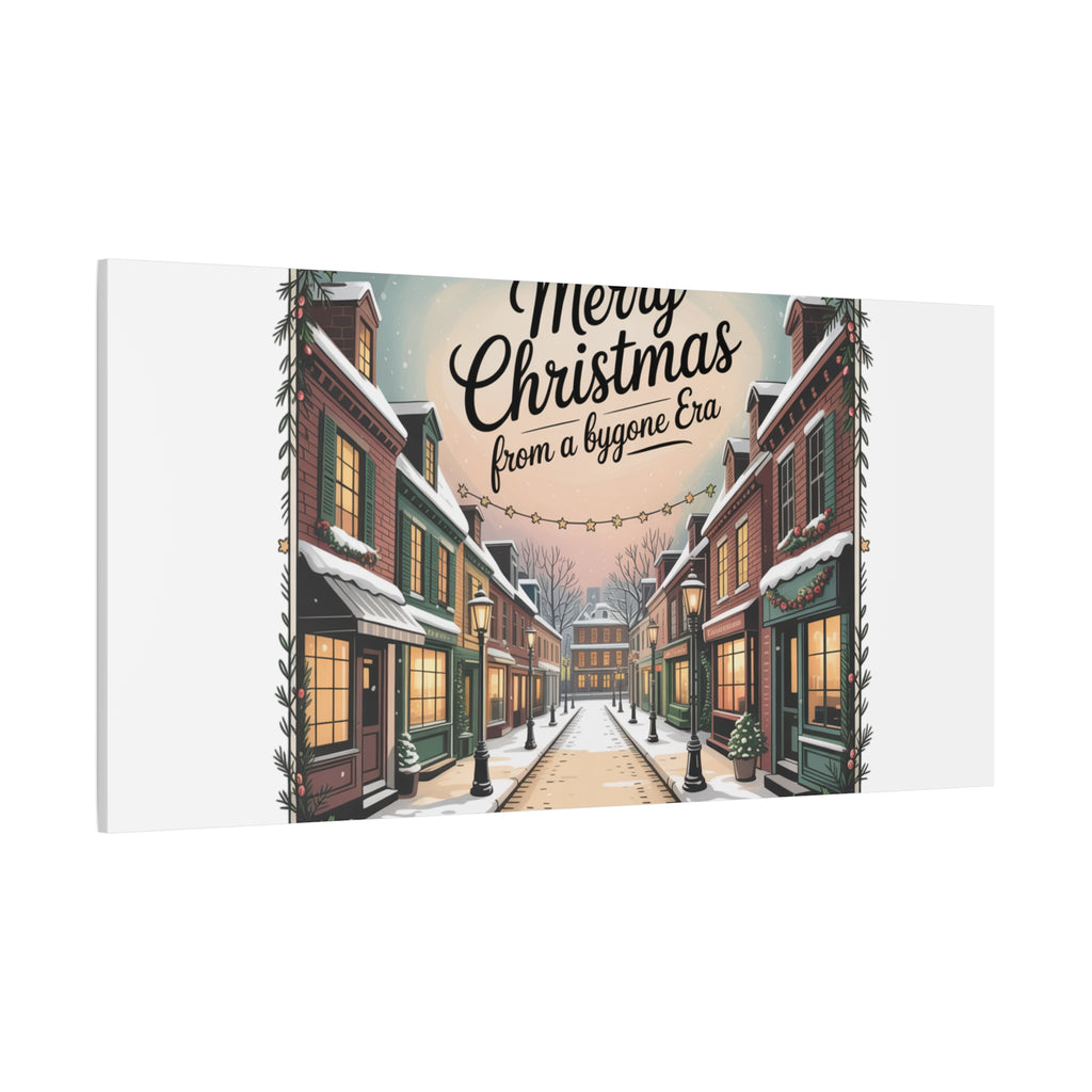 Merry Christmas Vintage Postcard Canvas | Retro Holiday Card Design