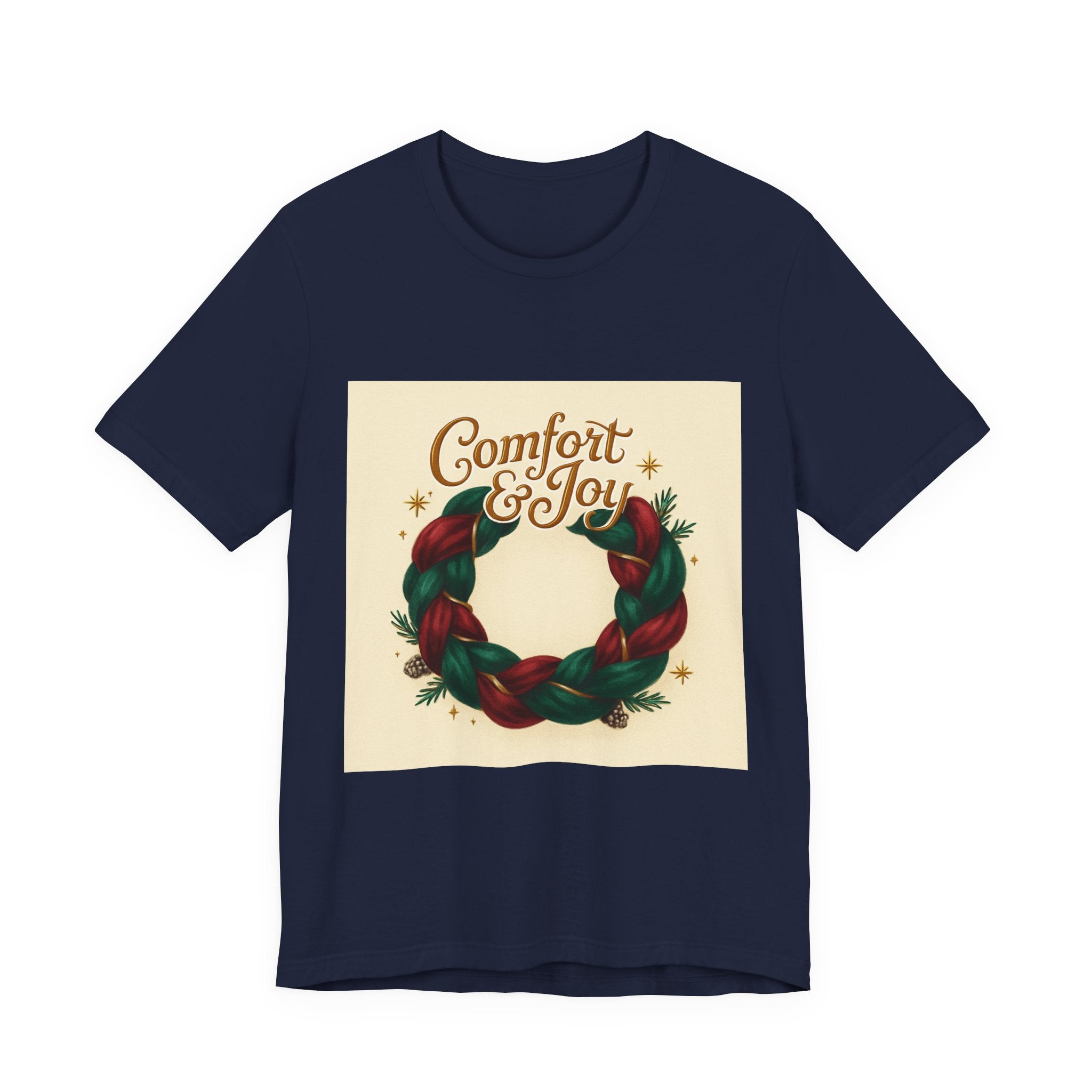 Comfort & Joy Wreath T-Shirt — Retro Holiday Christmas Tee