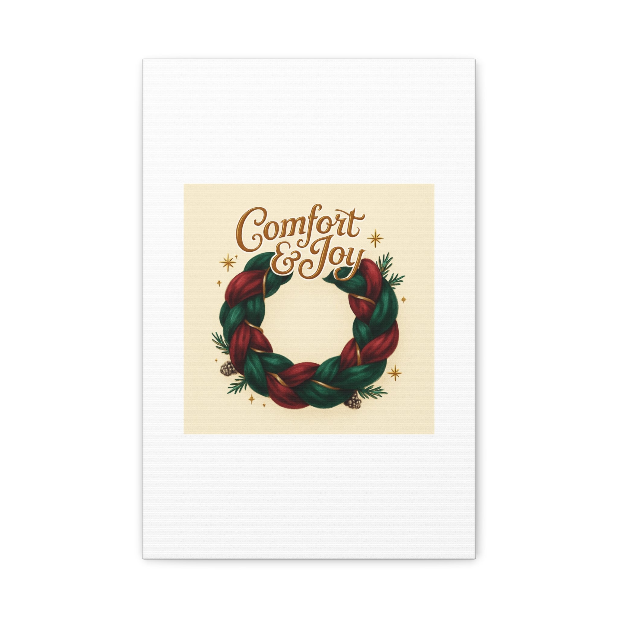 Christmas Wreath Canvas - "Comfort & Joy" Holiday Wall Art