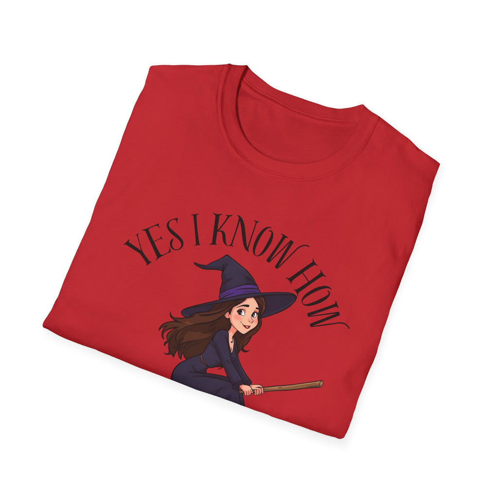 Witchy Graphic Tee - Yes I Know How to Drive It Stick, Halloween Shirt, Gift for Witches, Everyday Wear, Funny Quote T-Shirt