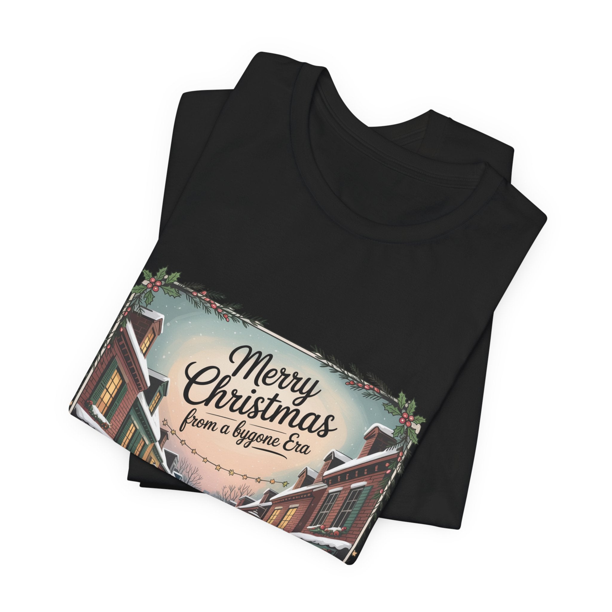 Merry Christmas Vintage Postcard Tee | Retro Holiday Card Design