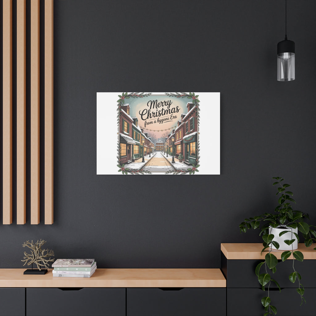 Merry Christmas Vintage Postcard Canvas | Retro Holiday Card Design