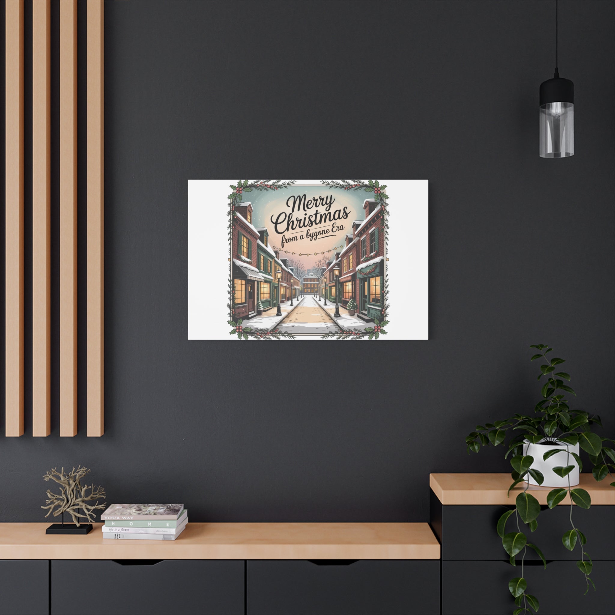 Merry Christmas Vintage Postcard Canvas | Retro Holiday Card Design