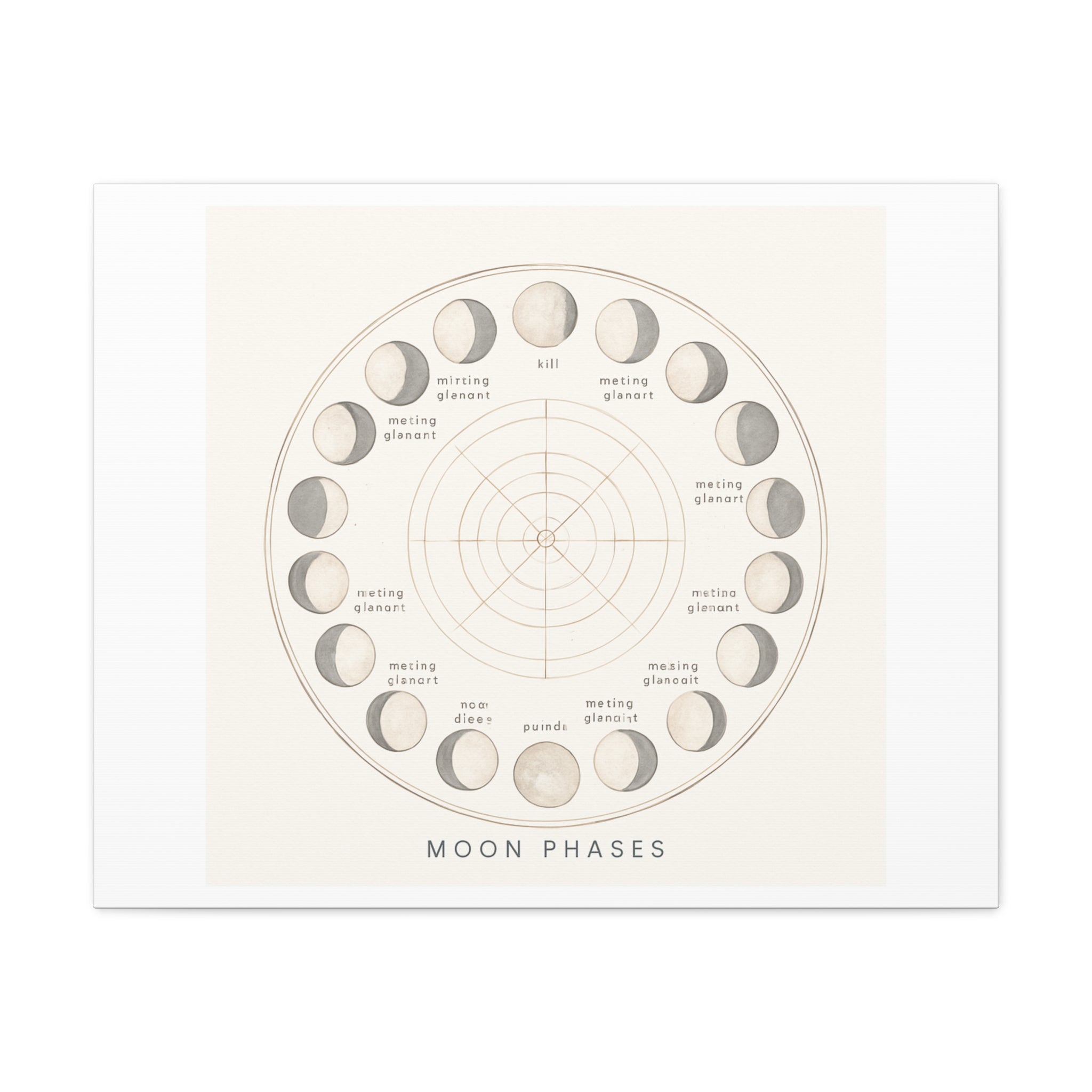 Moon Phases Canvas Print — Neutral Lunar Cycle Wall Art