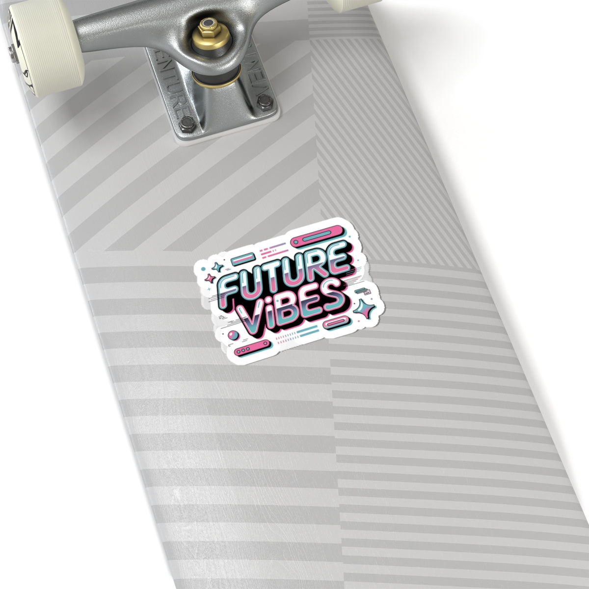 Future Vibes Kiss-Cut Stickers | Y2K cyber holo aesthetic, chrome text
