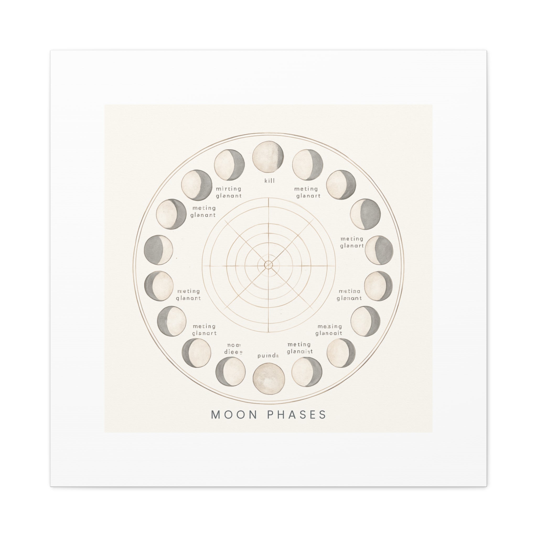 Moon Phases Canvas Print — Neutral Lunar Cycle Wall Art