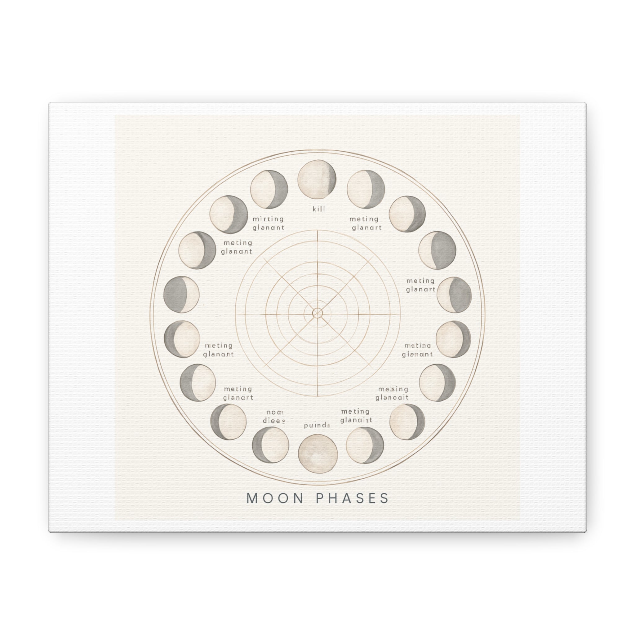 Moon Phases Canvas Print — Neutral Lunar Cycle Wall Art