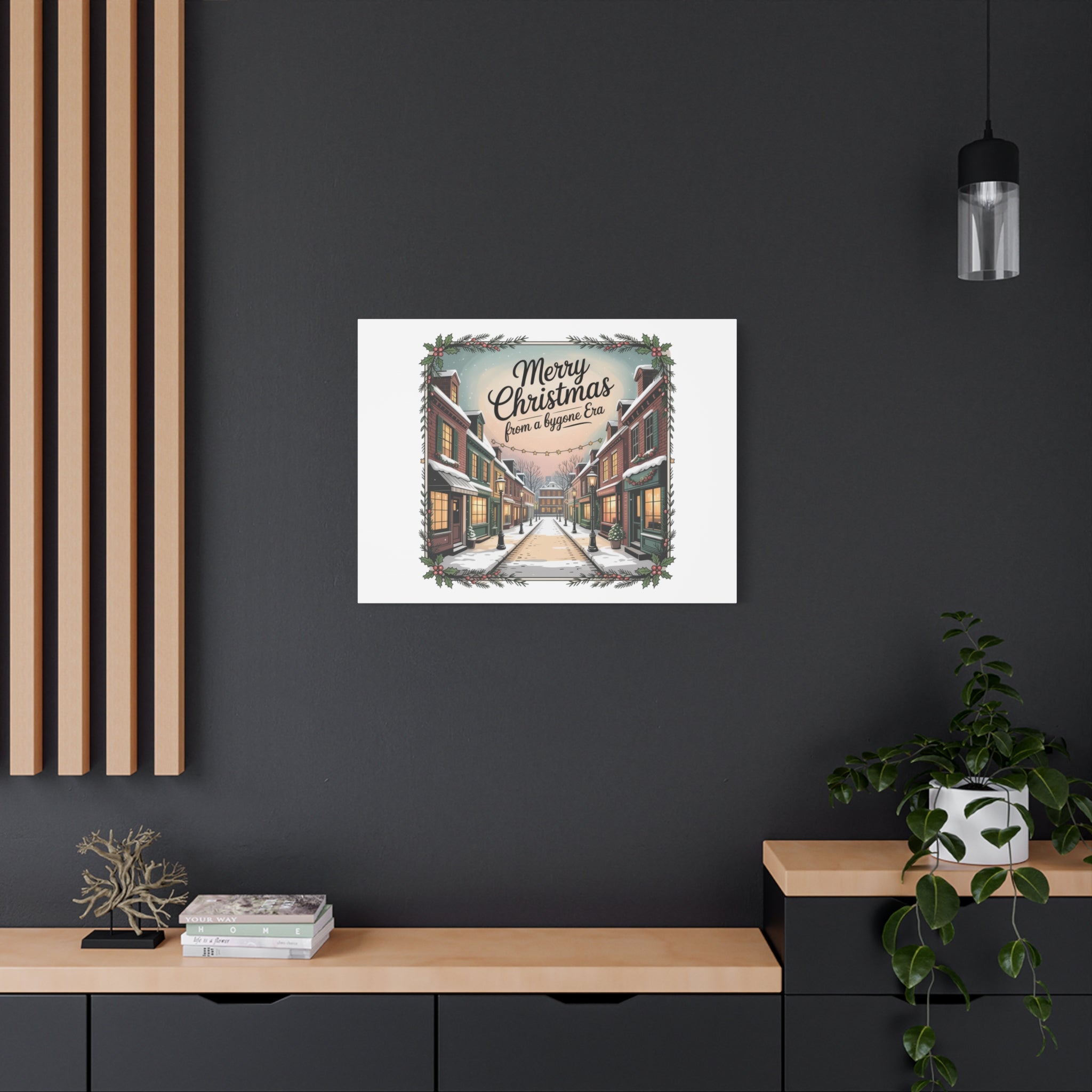 Merry Christmas Vintage Postcard Canvas | Retro Holiday Card Design