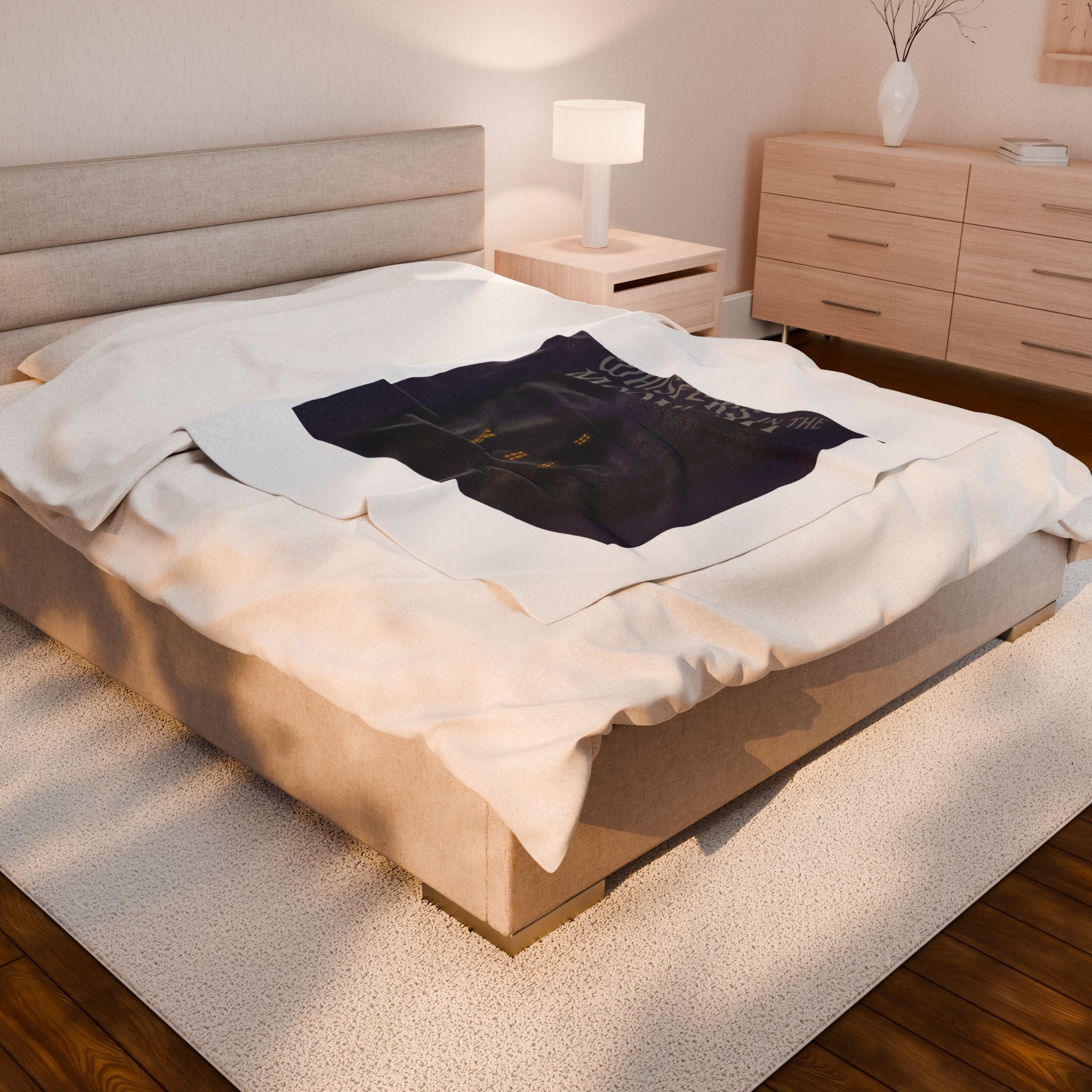 Whispers in the Moonlight Velveteen Plush Blanket — Cozy Gothic Cottage Throw